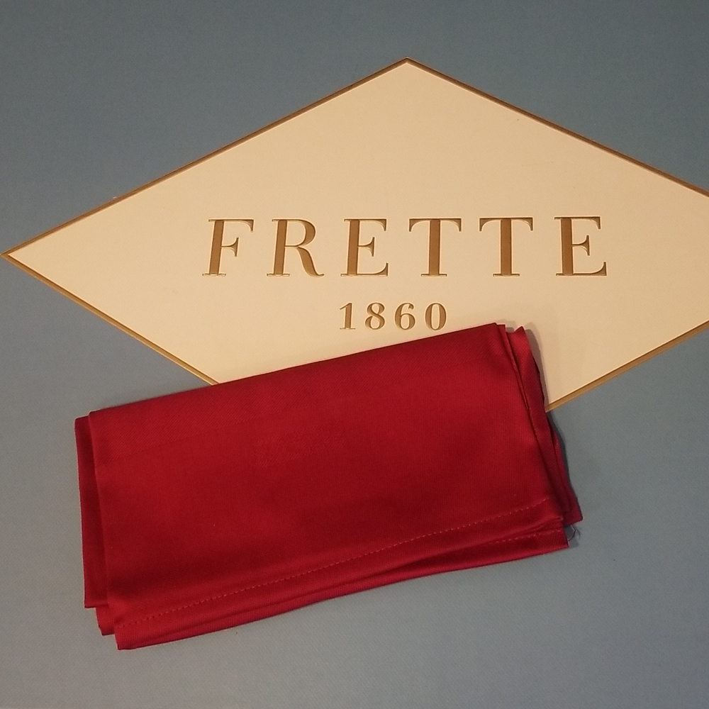Perfect Christmas gift! Frette cotton dinner napkins in deep red.  $15 each